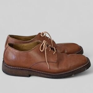 Polo Ralph Lauren Brown Leather Derby Shoes Brazil Made Gum Sole Men's Size 8.5